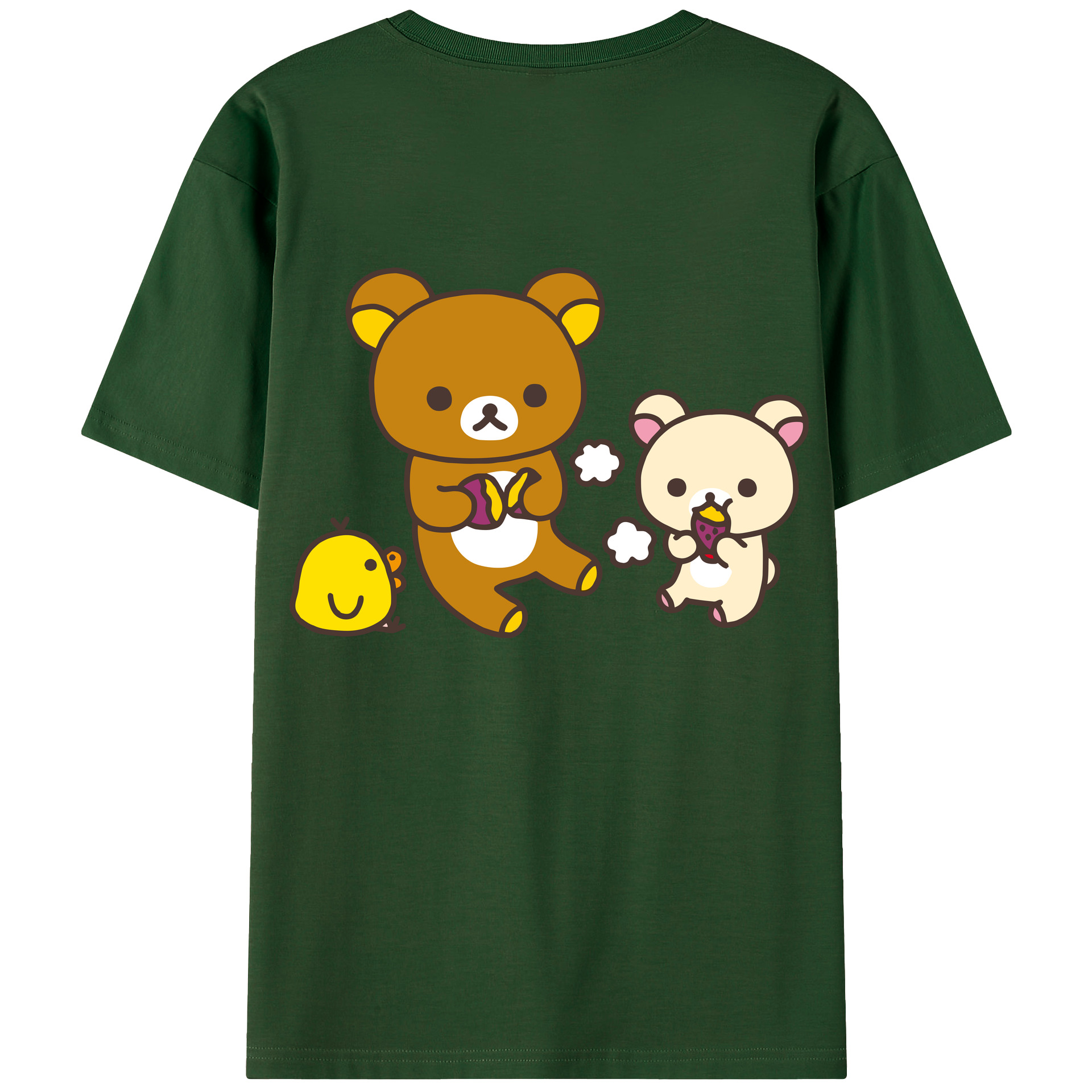 （画像用） リラックマ リラックマ キイロイトリ Rilakkuma Korilakkuma Kiiroitori 綿100％半袖Tシャツ（背面プリント）